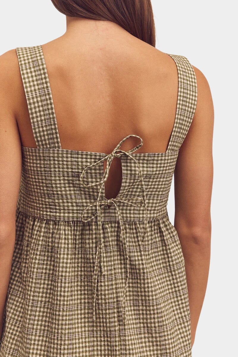 Back Tie Midi Dress, Olive - Image 4