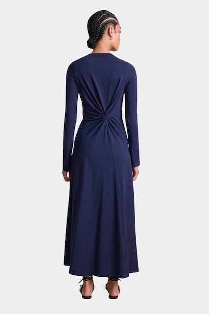 Long Sleeve Volta Dress, Navy - Image 3