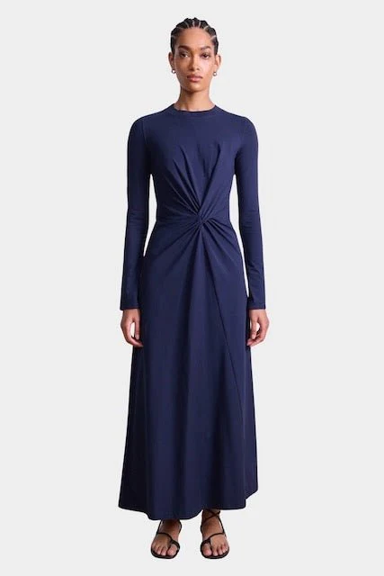 Long Sleeve Volta Dress, Navy - Image 4