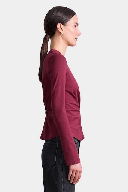 Long Sleeve Volta Top, Black Cherry - Image 3