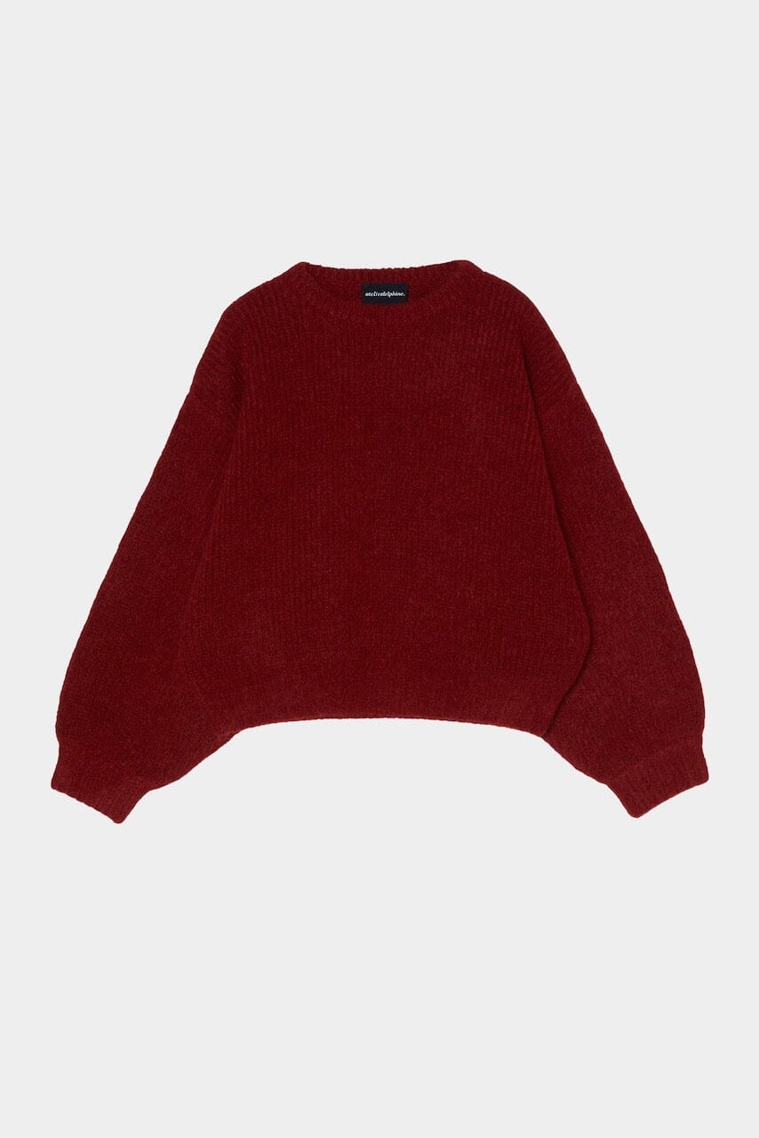 Balloon Sleeve Sweater, Burgundy - Image 4