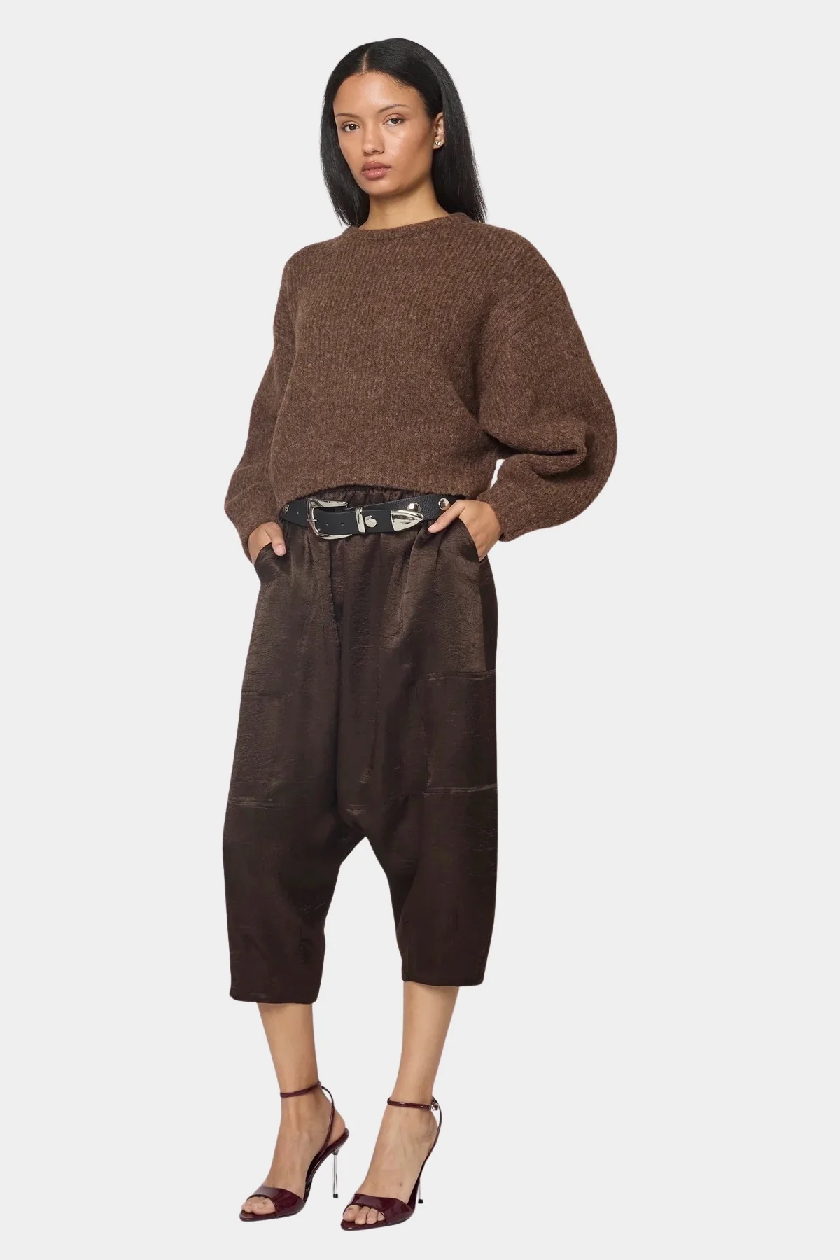 Kiko Satin Pant, Espresso - Image 3