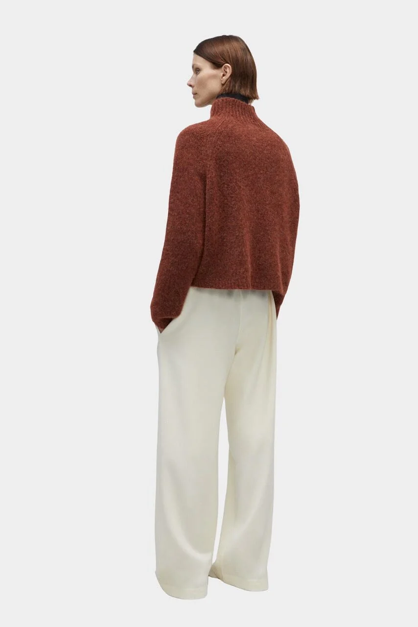 Baby Alpaca Polo Sweater, Terracotta - Image 4