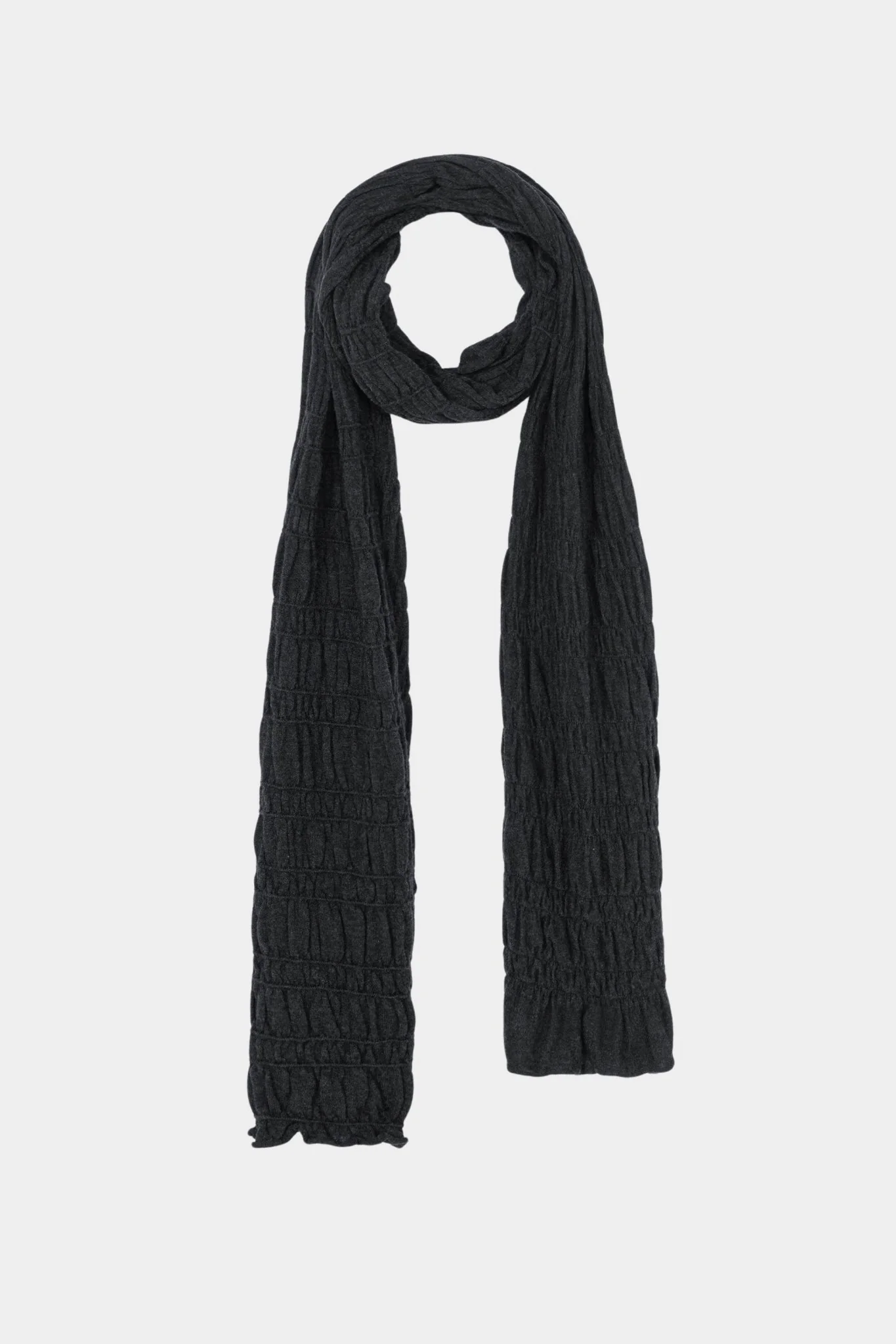 Merino Wool Gathered Wrap, Anthracite - Image 3