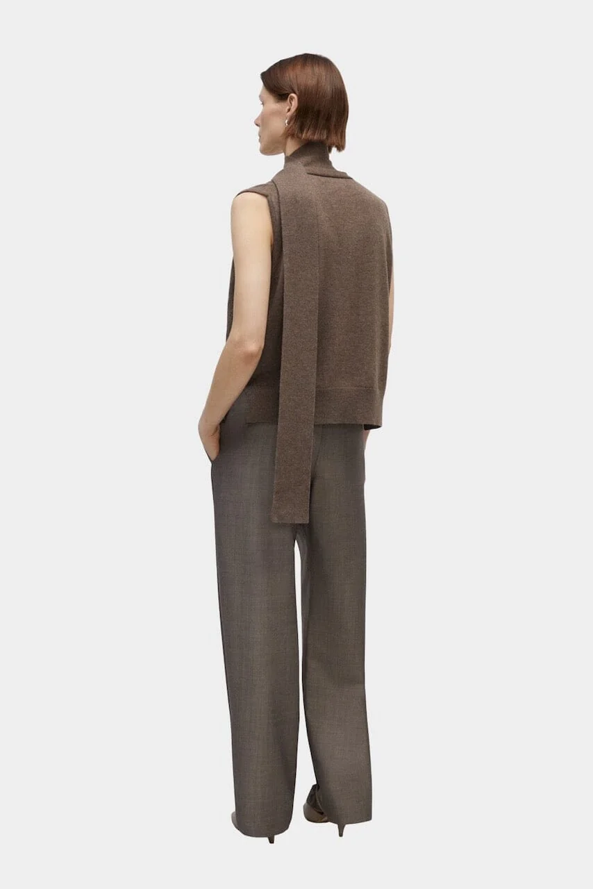 Merino Wool Lace Waistcoat, Taupe - Image 4