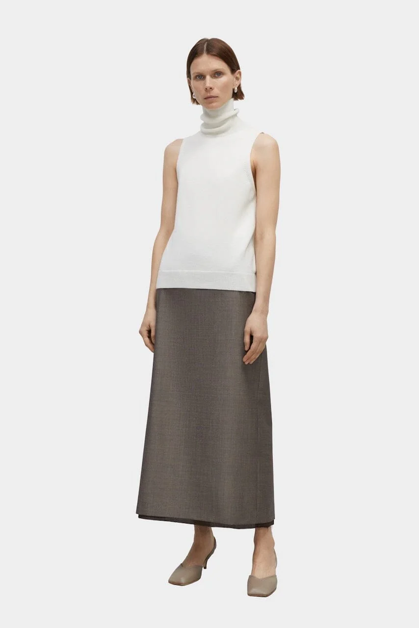 Merino Wool Turtleneck Vest, White - Image 3