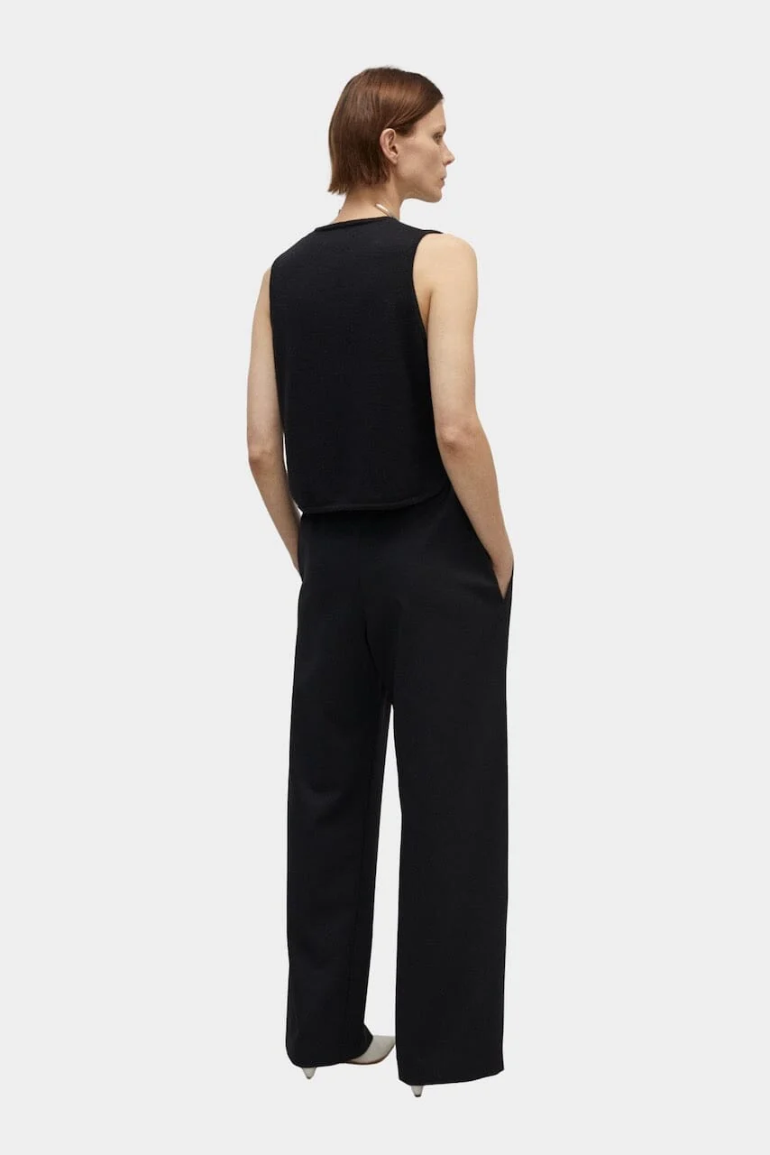 Merino Wool Waistcoat, Black - Image 4