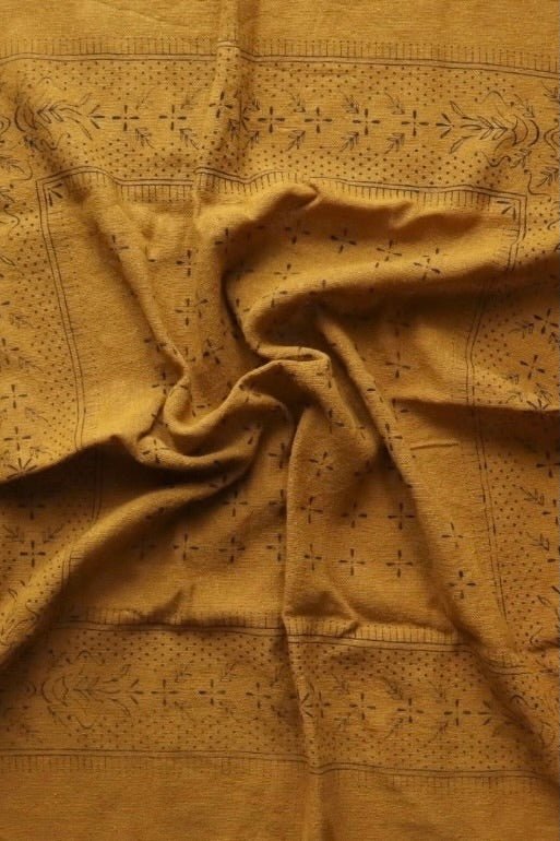 Raw Silk Bandana, Desert Gold x Black Ink - Image 3