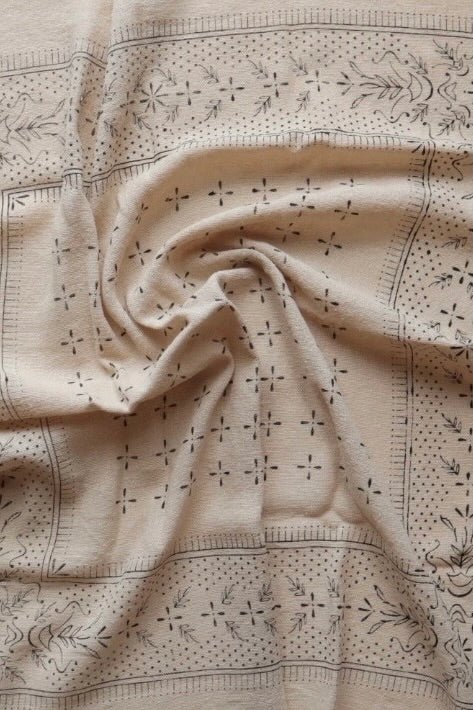 Raw Silk Bandana, Oatmeal x Black Ink - Image 3