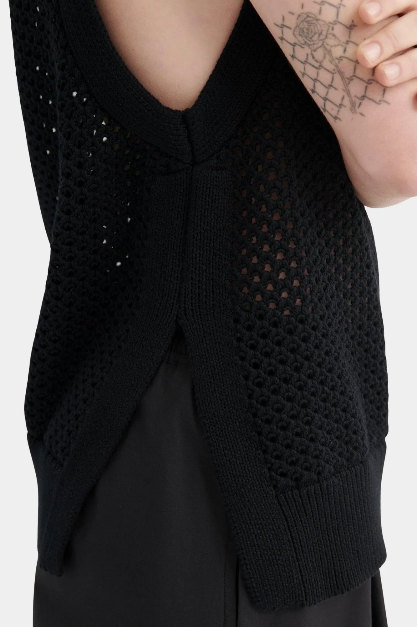 Pointelle Vest, Black - Image 3