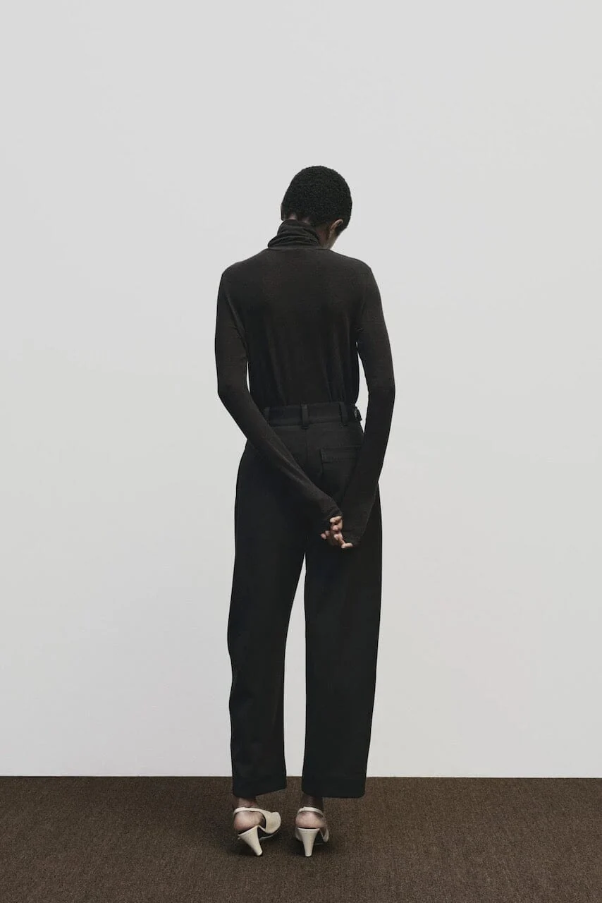 Roll Neck Jersey Top, Black - Image 3