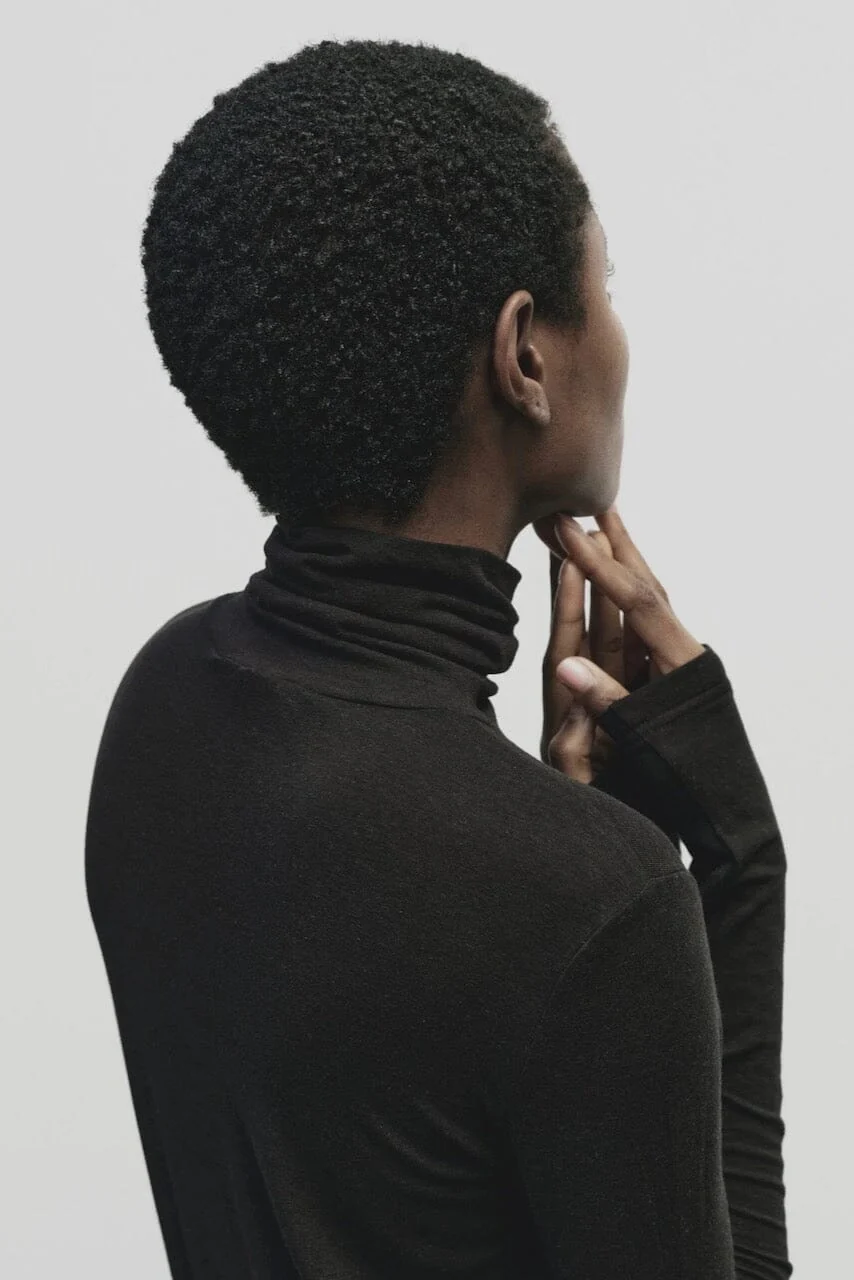 Roll Neck Jersey Top, Black - Image 5