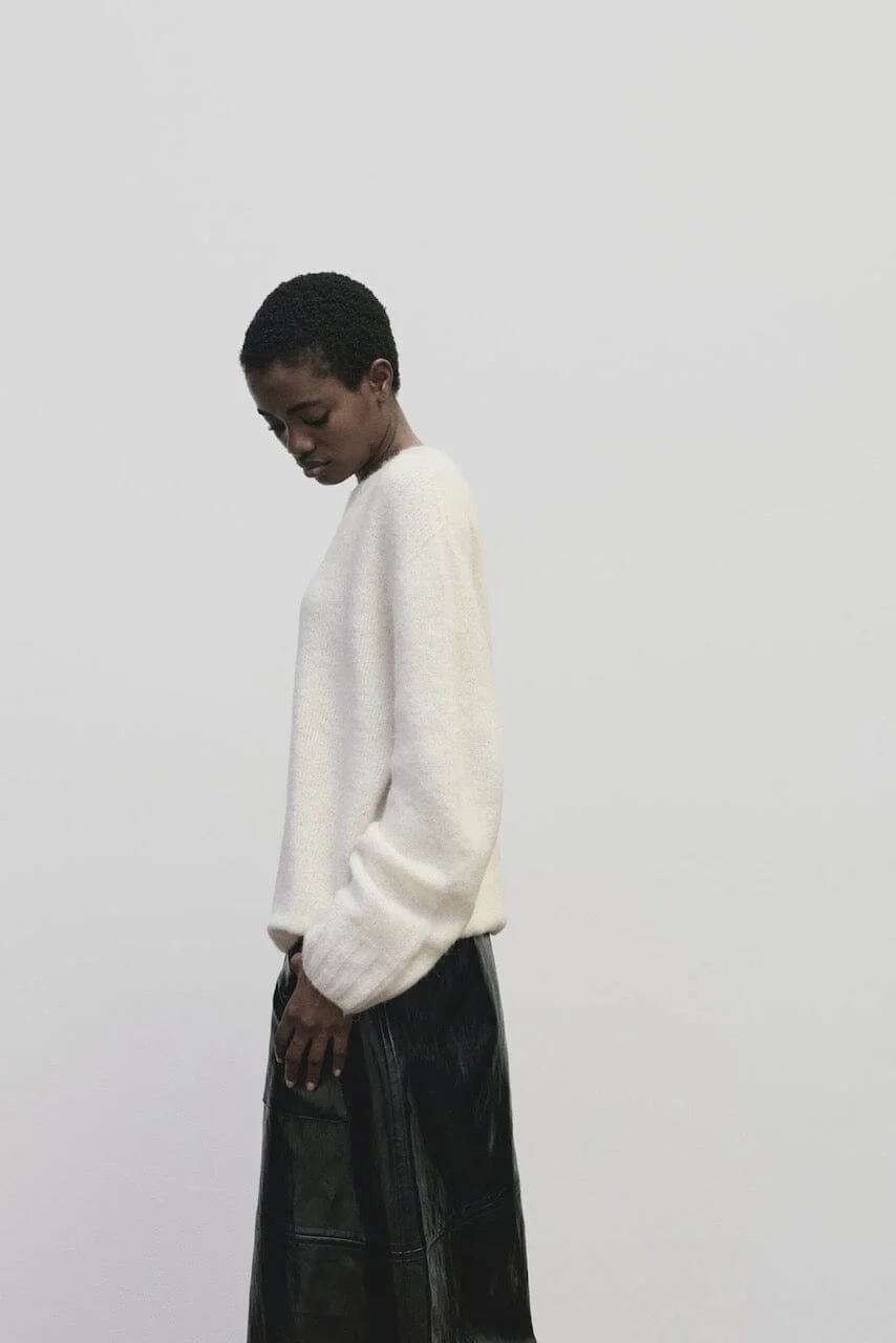 Alpaca Blend Wholegarment Knit, Ivory - Image 12