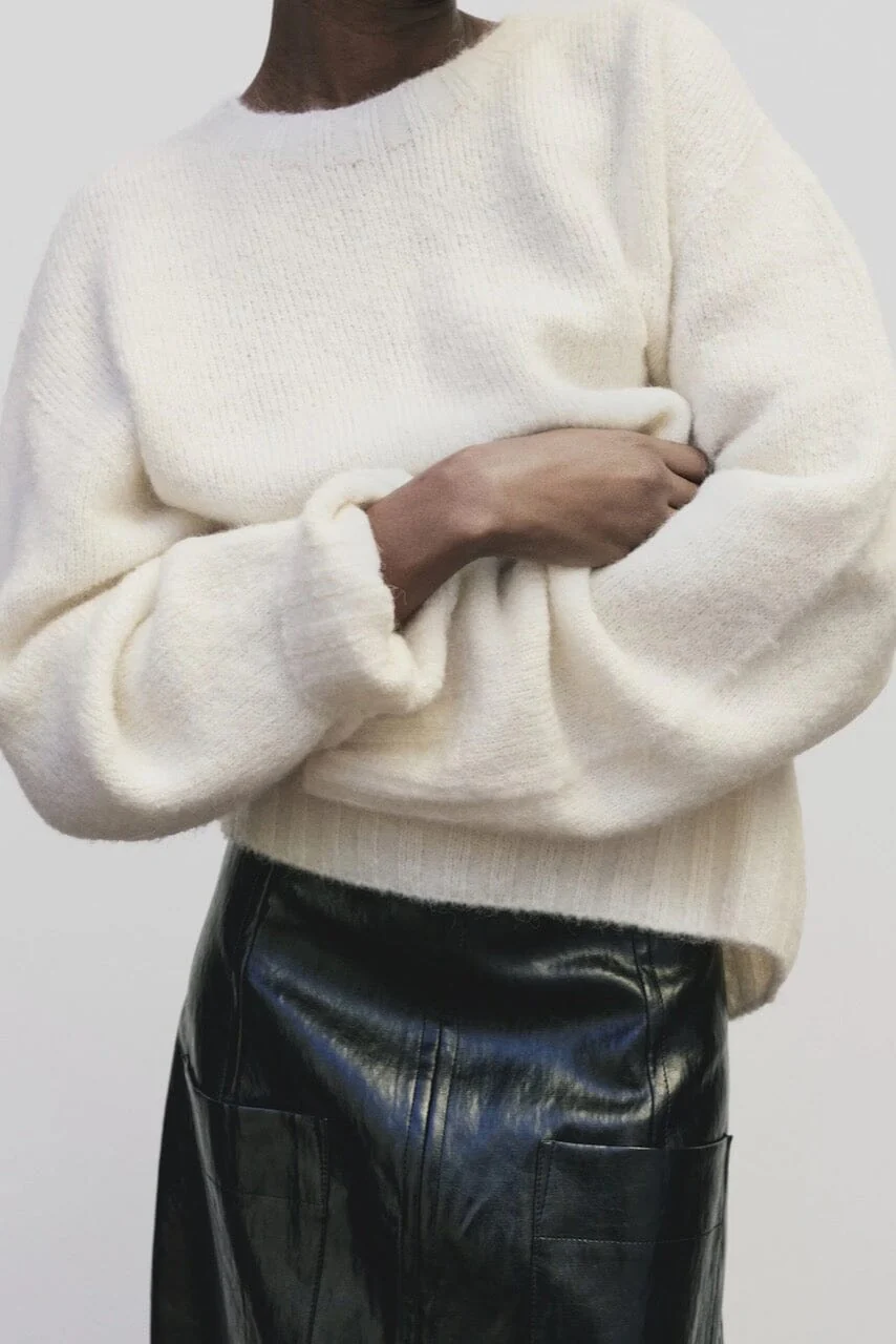 Alpaca Blend Wholegarment Knit, Ivory - Image 7