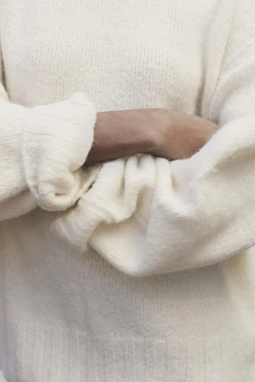 Alpaca Blend Wholegarment Knit, Ivory - Image 9