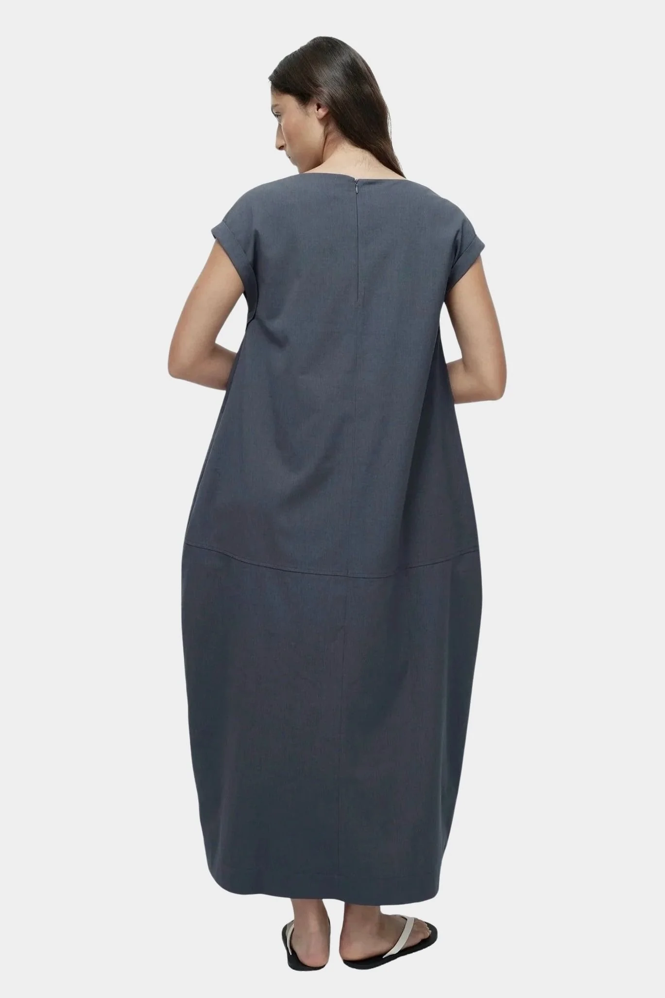 Balloon Maxi Dress, Blue Gray - Image 4