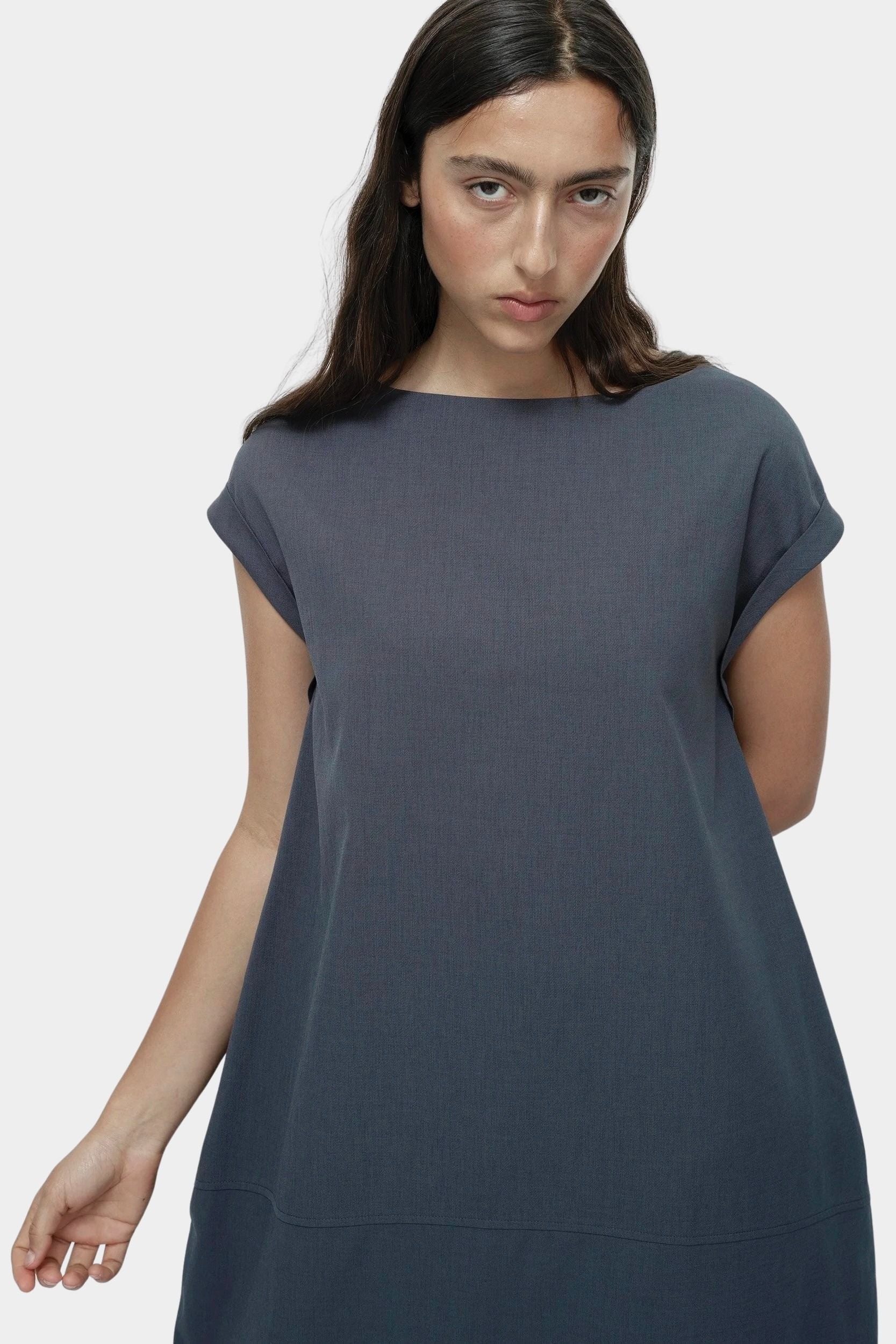 Balloon Maxi Dress, Blue Gray - Image 5