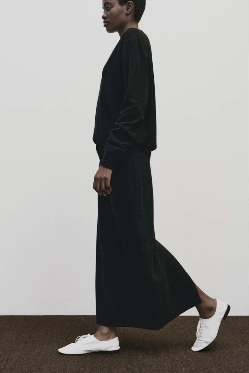 Cashmere Blend Knit Midi Skirt, Black - Image 5