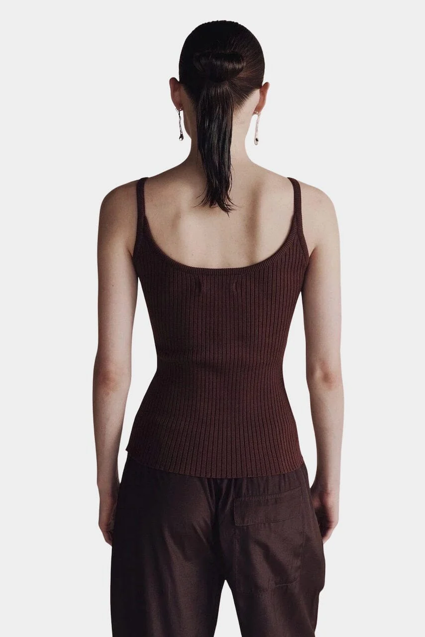 Ribbed Knit Tank, Brown - Image 4