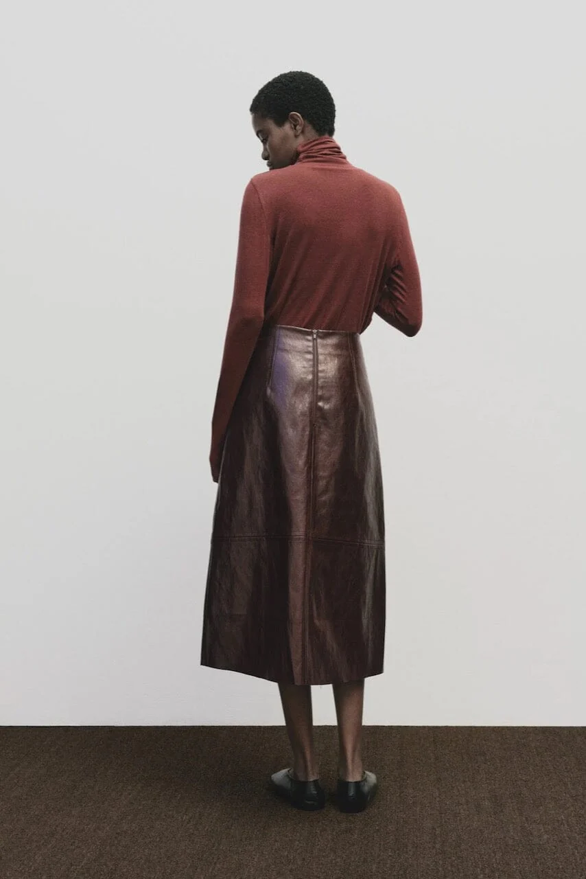 Roll Neck Jersey Top, Burgundy - Image 4