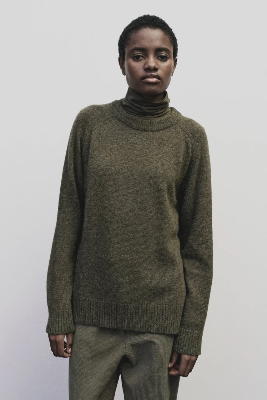 Roll Neck Jersey Top, Light Olive - Image 5