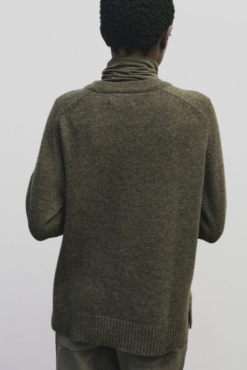 Roll Neck Jersey Top, Light Olive - Image 6