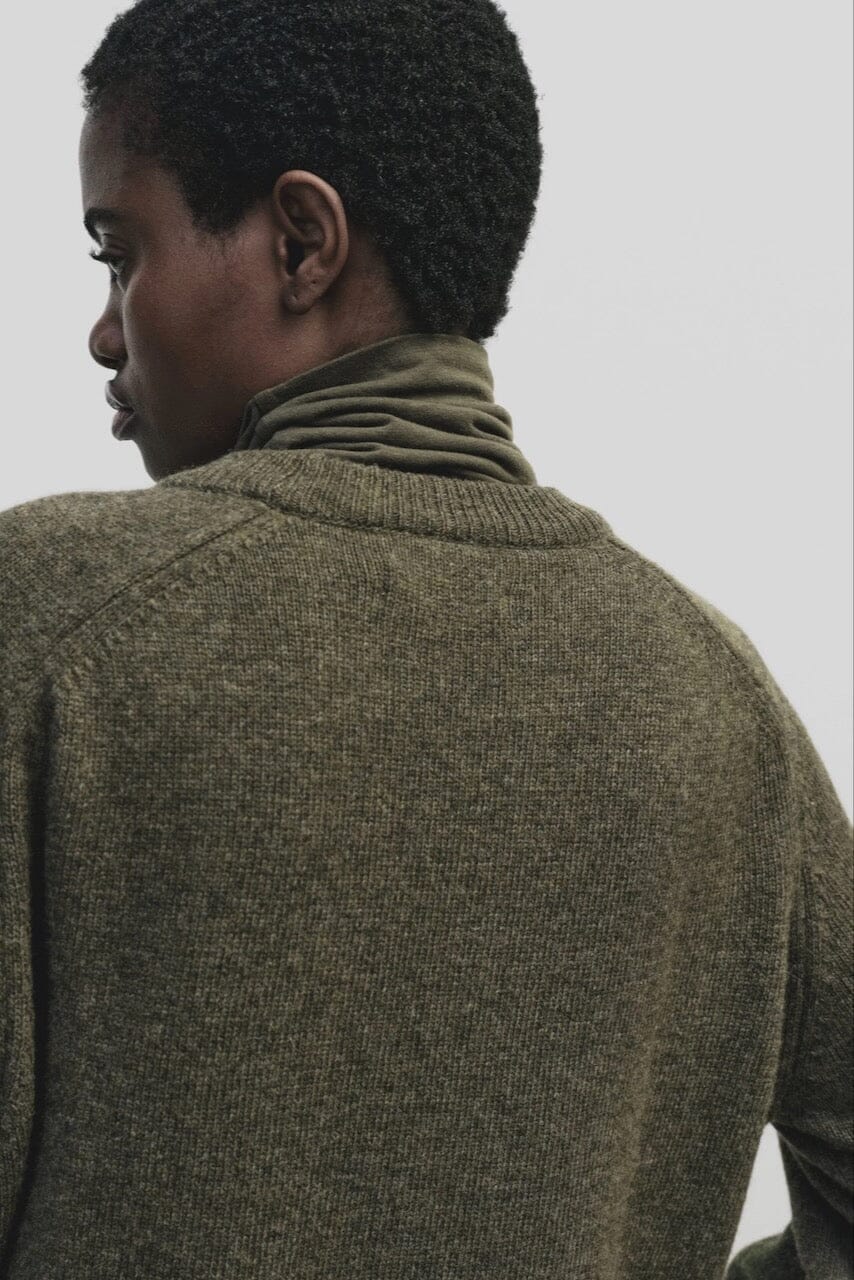 Roll Neck Jersey Top, Light Olive - Image 7