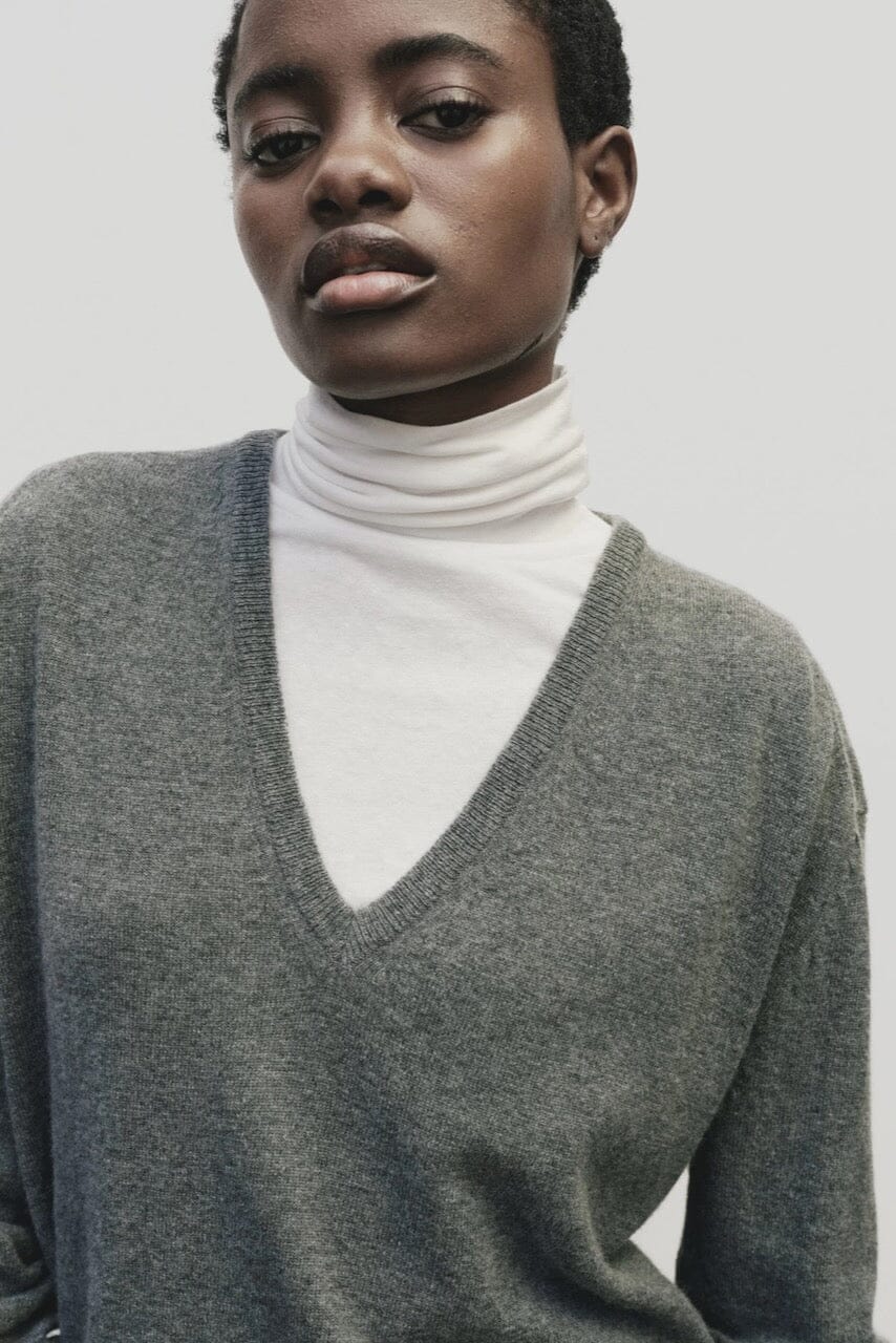 Roll Neck Jersey Top, White - Image 7