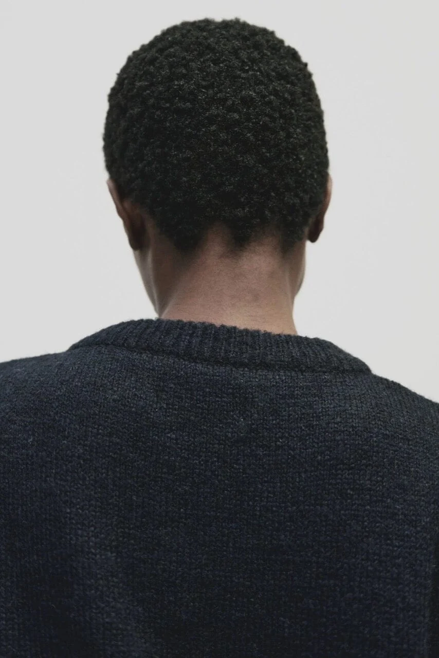 Wool Blend V-Neck Vest, Navy - Image 6