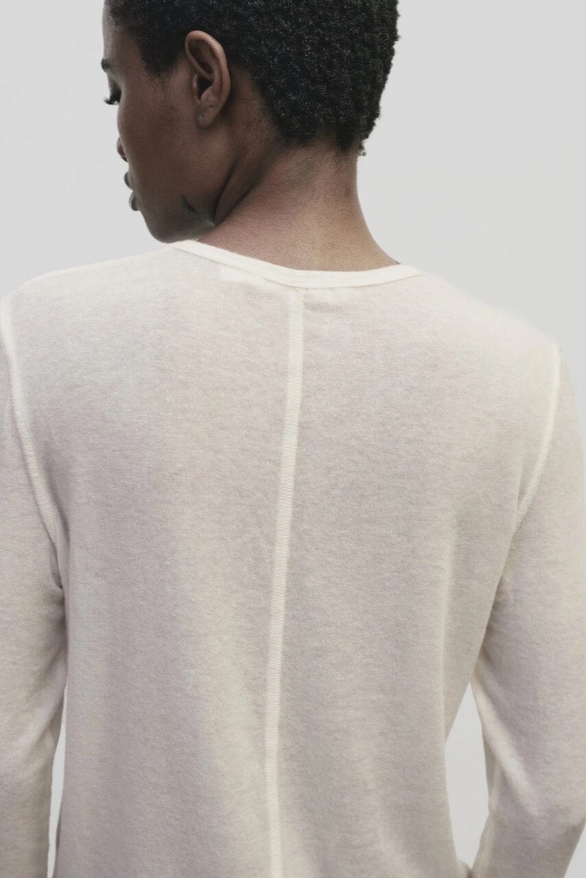 Wool Tencel Crewneck, Ivory - Image 5