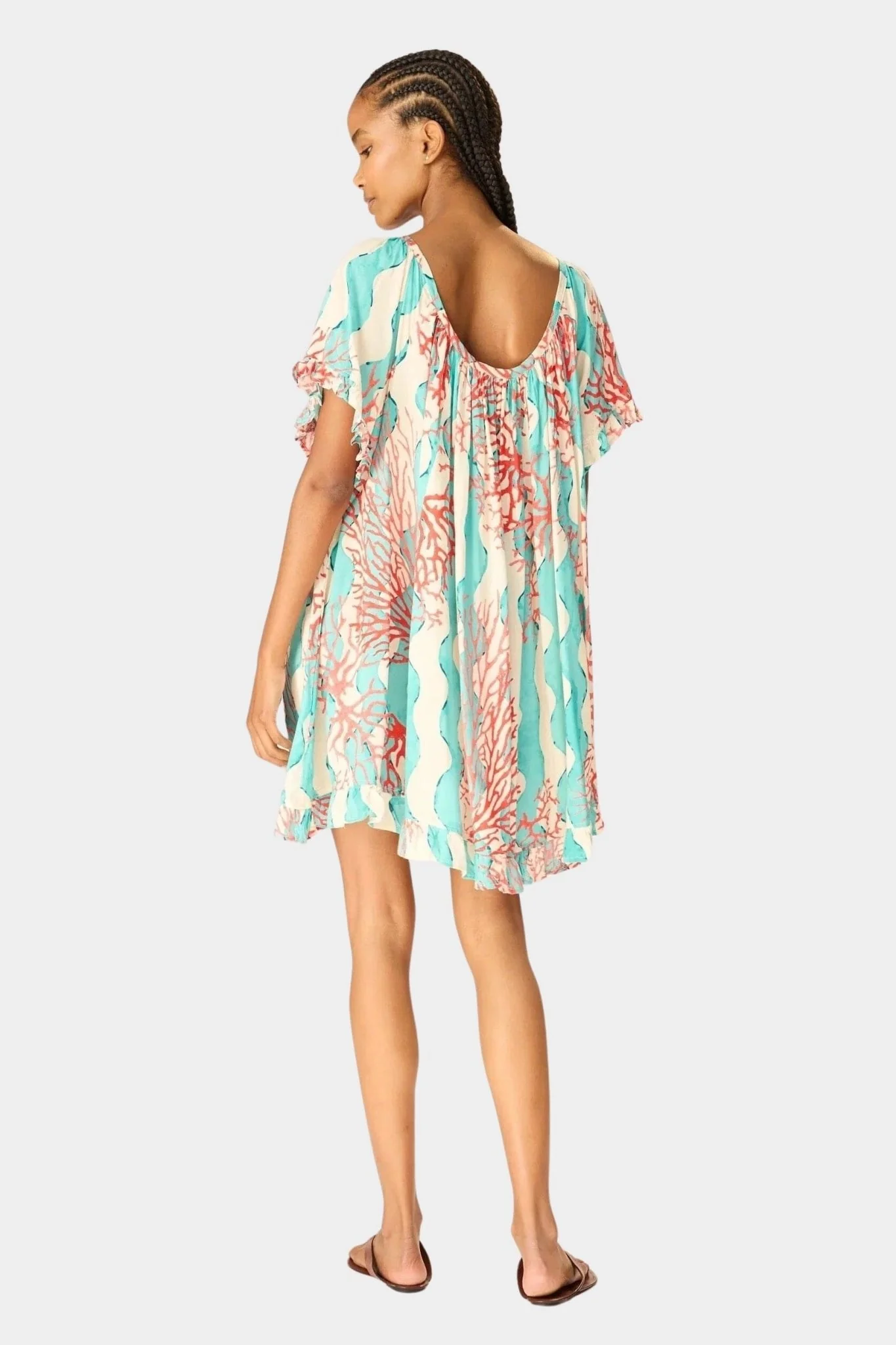 Marina Dress, Coral Wave Turquoise - Image 3