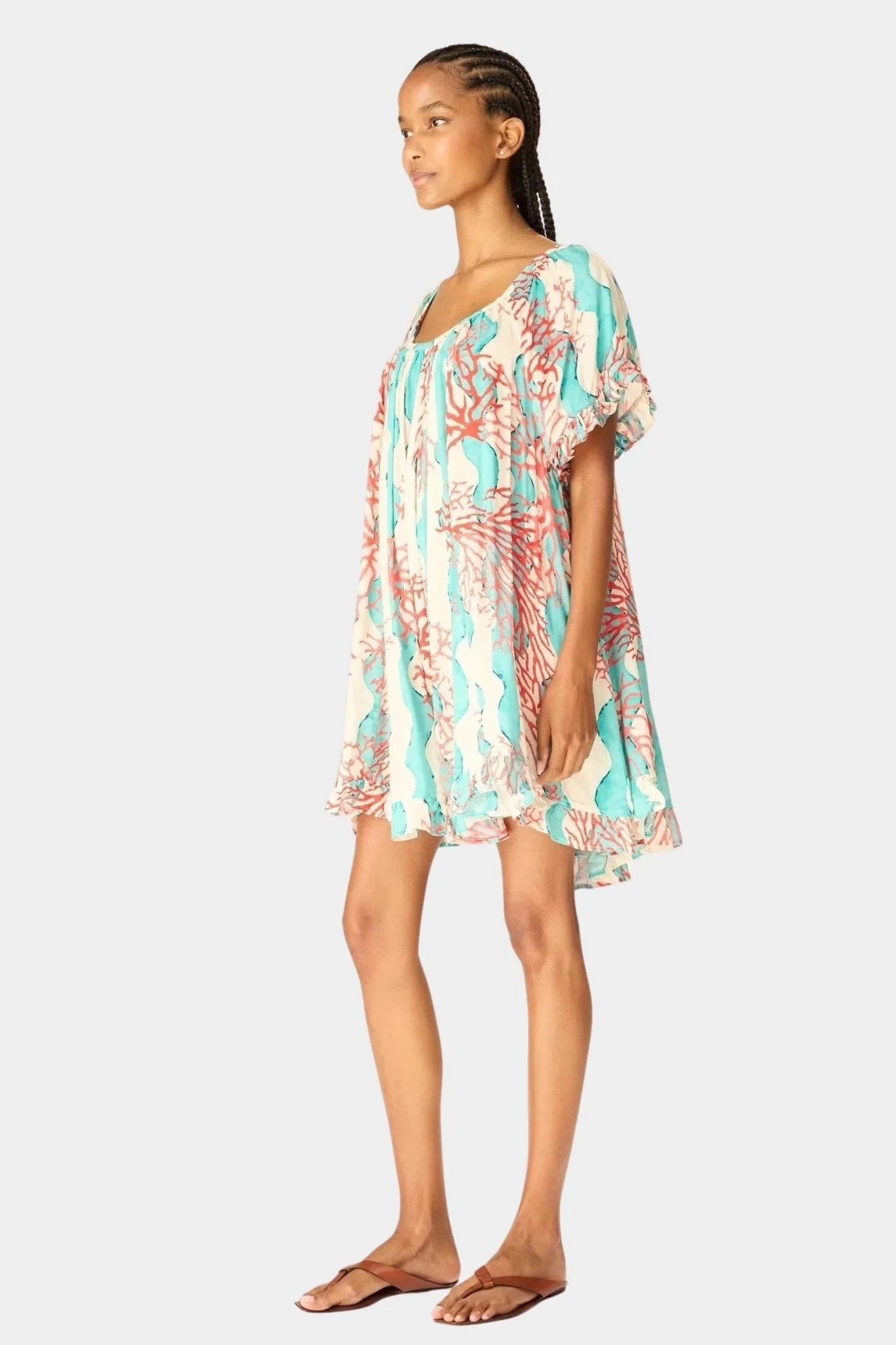 Marina Dress, Coral Wave Turquoise - Image 4