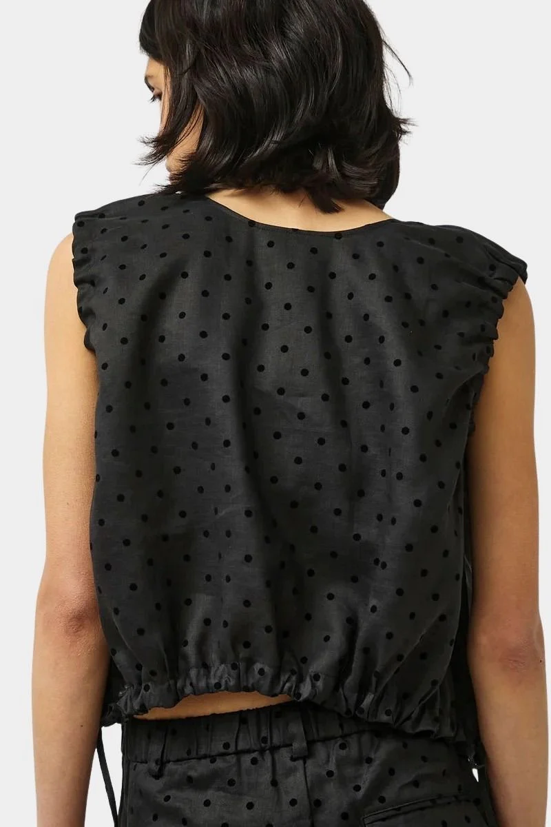 Anabel Top, Black Dot Linen - Image 3