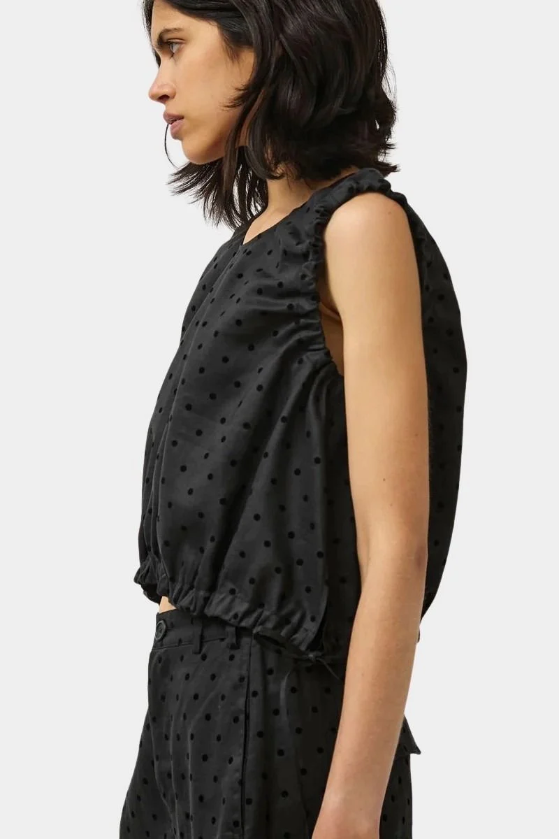 Anabel Top, Black Dot Linen - Image 4