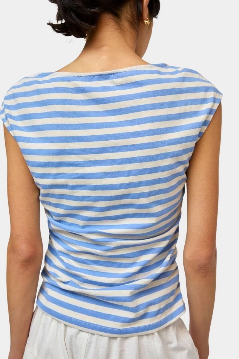 Carly Top, Blue And White Stripe - Image 3
