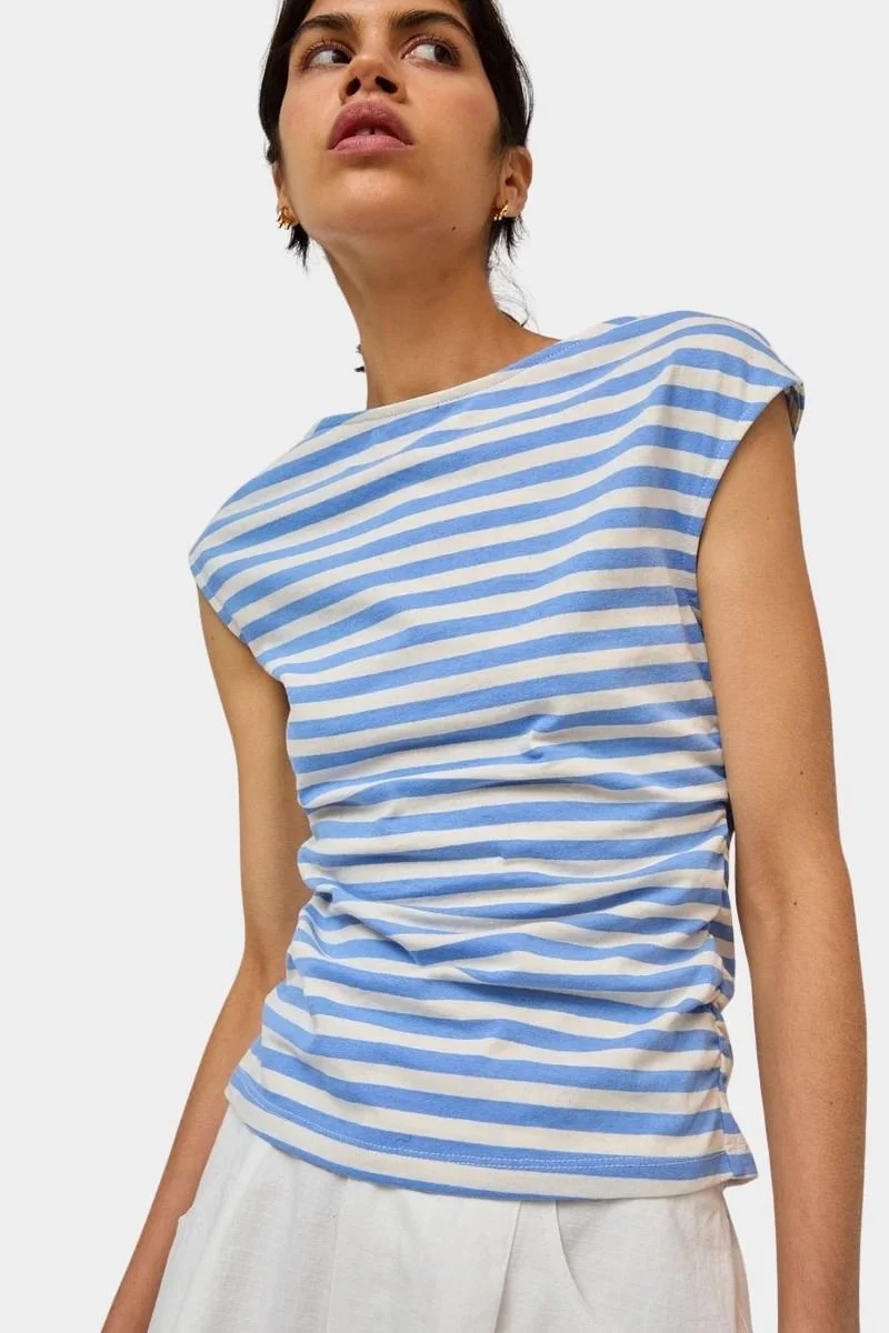 Carly Top, Blue And White Stripe - Image 4