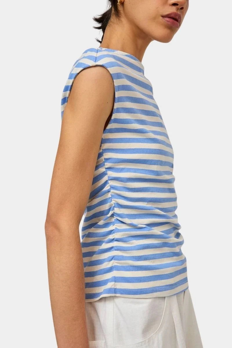 Carly Top, Blue And White Stripe - Image 5