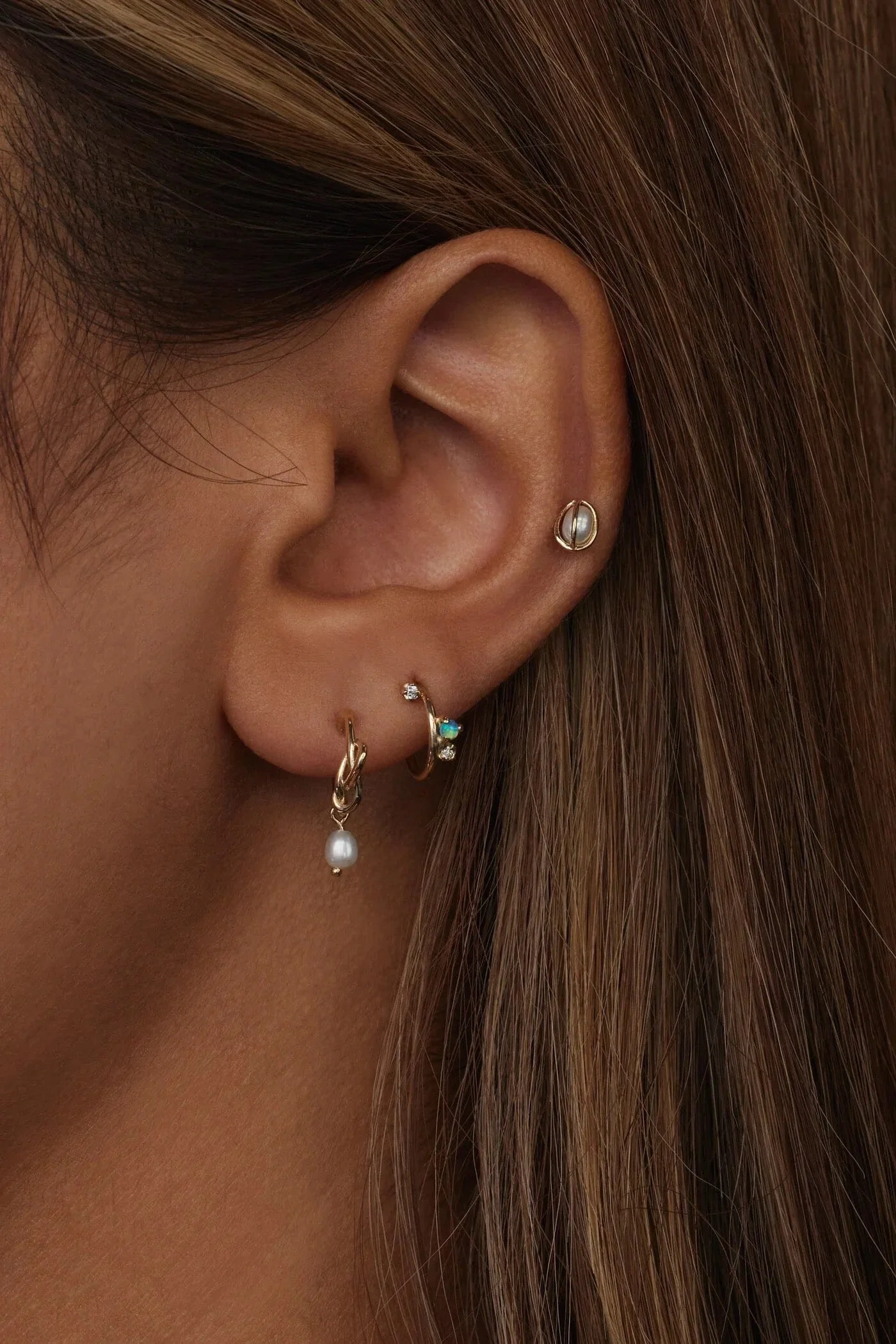 Caged Pearl Stud Earring - Image 3